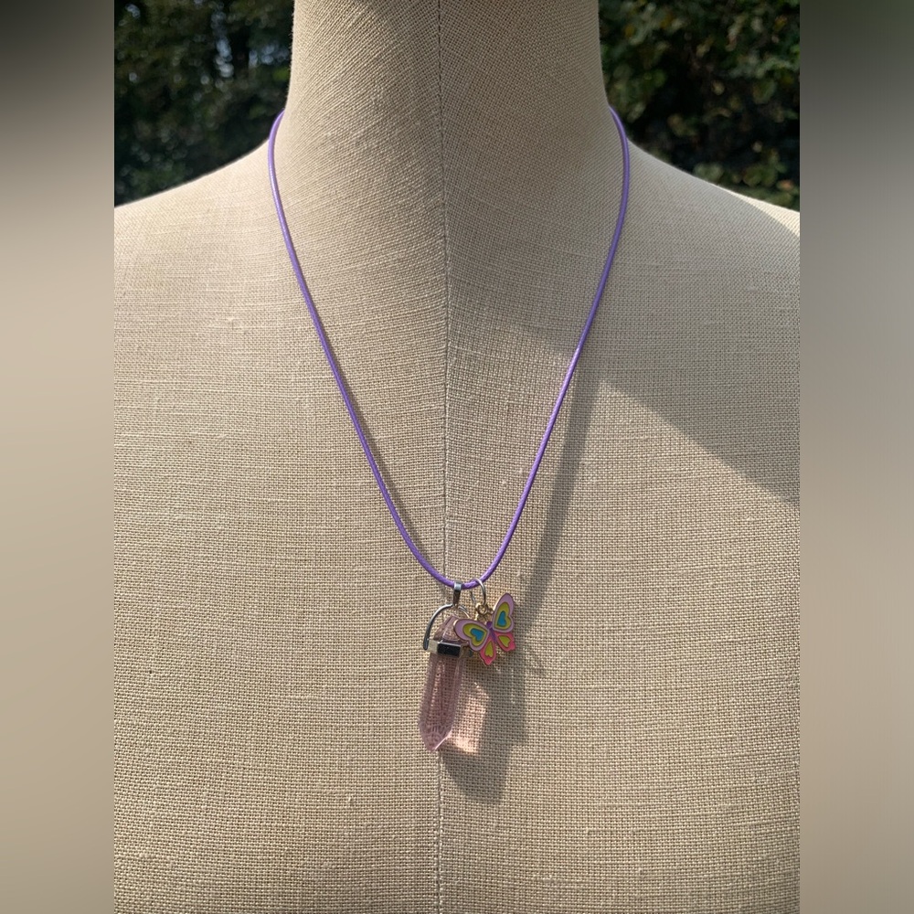 Handmade Dagger Resin Crystal Amulet Necklace & Butterfly Charm - Picture 8 of 9